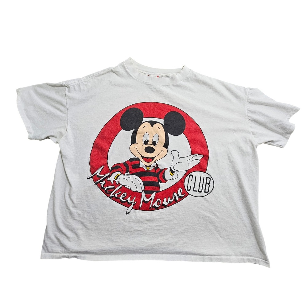 Disney Designs Mickey Mouse Club T-Shirt Unisex XXXXL White Vintage Graphic T *